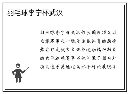 羽毛球李宁杯武汉